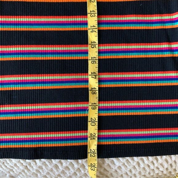 Vintage 90s Delia’s rainbow stripe ribbed fitted tee shirt. - Picture 5 of 6